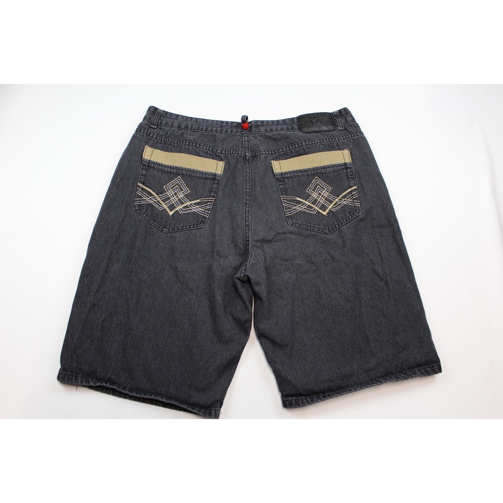 Vtg Red Ape Denim Shorts Sz 42 Gold Pinstrip Embroidered Baggy Y2k Skater Jorts